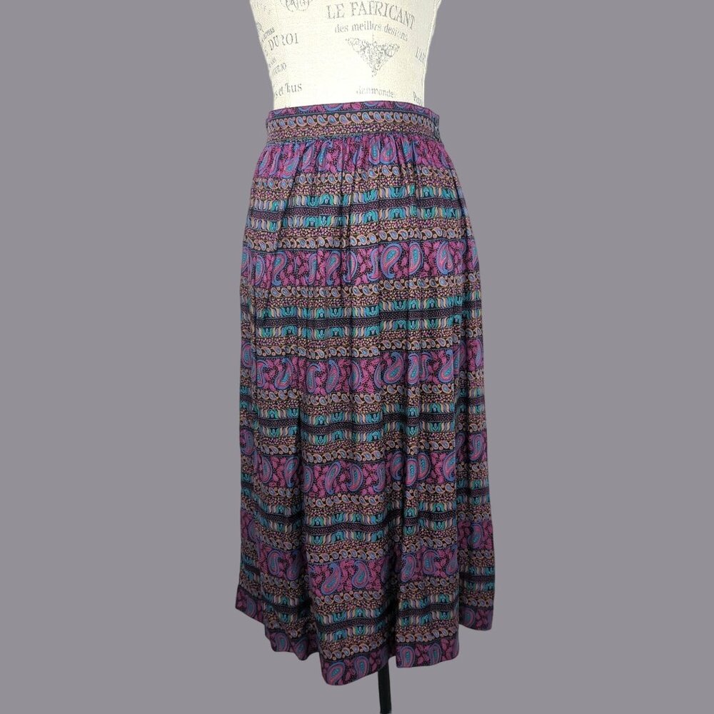Vintage Purple Midi Small Paisley Prophecy Skirt